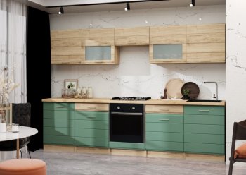 Кухонный гарнитур 3000 мм Кремона фисташка (Росток) в Полевском - polevskoj.mebel-e96.ru