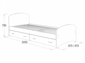 Кровать-6 одинарная с 2-мя ящиками (800*2000) в Полевском - polevskoj.mebel-e96.ru