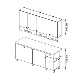 Кухонный гарнитур POINT 1800 мм (Гор) в Полевском - polevskoj.mebel-e96.ru