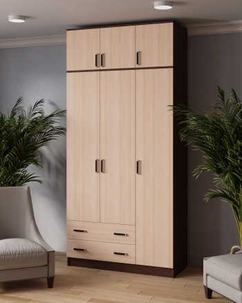 Шкаф Лагуна с антресолью венге/дуб (Текс) в Полевском - polevskoj.mebel-e96.ru