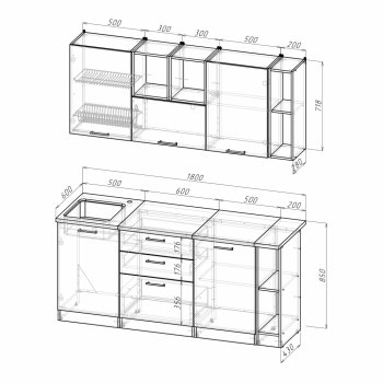 Кухонный гарнитур Лариса макси 4 1800 мм (Герда) в Полевском - polevskoj.mebel-e96.ru