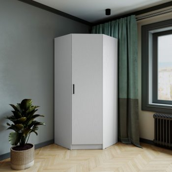 Шкаф угловой Ларс (угол скос), Белый (Микон) в Полевском - polevskoj.mebel-e96.ru