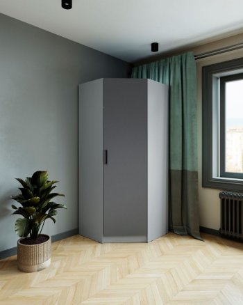 Шкаф угловой Ларс (угол скос), Серый камень/графит (Микон) в Полевском - polevskoj.mebel-e96.ru