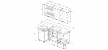 Угловой кухонный гарнитур Антрацит 1800х1000 мм в Полевском - polevskoj.mebel-e96.ru