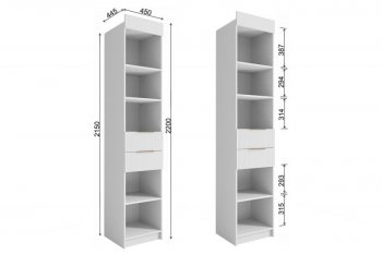 Стеллаж Лавис с ящиками СД 450.1/2 белый софт (ДСВ) в Полевском - polevskoj.mebel-e96.ru