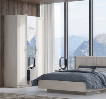 Шкаф распашной 1400 мм Лежер ШК-3103 холст белый (СанТан) в Полевском - polevskoj.mebel-e96.ru