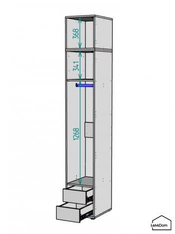 Шкаф с антресолью 400 мм Linnea MHR-1A-3 2450х400х510 (Графит-М 11.1.25) в Полевском - polevskoj.mebel-e96.ru