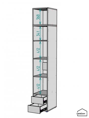 Шкаф с антресолью 400 мм Linnea MHR-1A-4 2450х400х510 (Графит-М 11.1.25) в Полевском - polevskoj.mebel-e96.ru