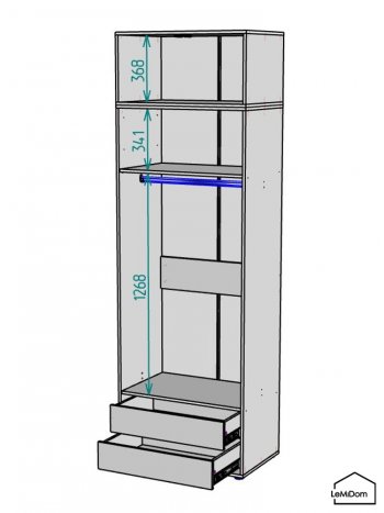 Шкаф с антресолью 800 мм Linnea MHR-2A-3 2450х800х510 (ДВ-М 11.1.25) в Полевском - polevskoj.mebel-e96.ru