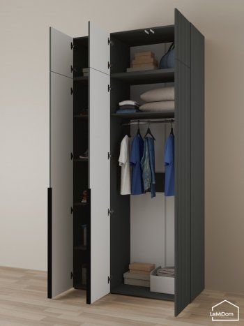 Шкаф с антресолью 1200 мм Linnea MHR-3A-1 2450х1200х510 (Графит-М 11.1.25) в Полевском - polevskoj.mebel-e96.ru