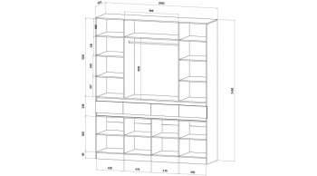 Шкаф 2000 мм 4х ств. Ленора вотан/Графит (Лин) в Полевском - polevskoj.mebel-e96.ru