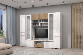 Стенка Лиана комп.3 крафт (Зарон) в Полевском - polevskoj.mebel-e96.ru