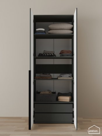 Шкаф Linnea MHR-2-3 2050х800х510 (Графит-М 11.1.25) в Полевском - polevskoj.mebel-e96.ru