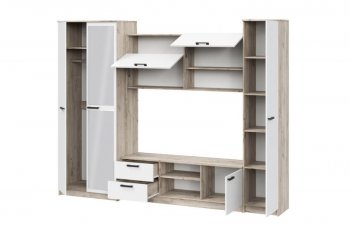 Стенка Марта-12 дуб крафт серый/белый (ИЦ) в Полевском - polevskoj.mebel-e96.ru