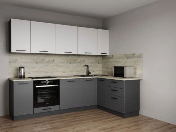 Кухонный гарнитур угловой Меренга МДФ 2600*1600 мм Sanvut в Полевском - polevskoj.mebel-e96.ru