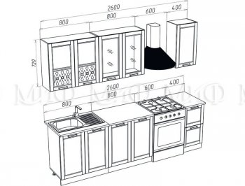 Кухонный гарнитур Милано 2000 мм орех (Миф) в Полевском - polevskoj.mebel-e96.ru