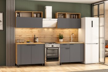 Кухонный гарнитур Монако 2000 мм графит (СВ) в Полевском - polevskoj.mebel-e96.ru