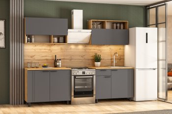 Кухонный гарнитур Монако 2000 мм графит (СВ) в Полевском - polevskoj.mebel-e96.ru