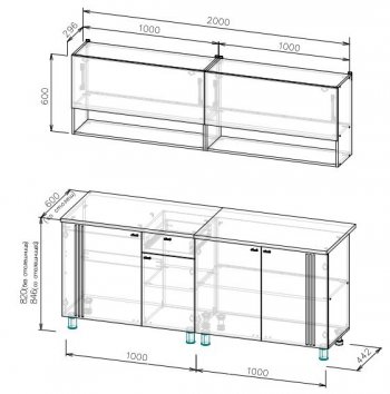 Кухонный гарнитур Монако 2000 мм СВ) в Полевском - polevskoj.mebel-e96.ru