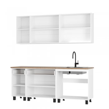 Кухонный гарнитур Монтана 2000 мм белый/графит (БТС) в Полевском - polevskoj.mebel-e96.ru