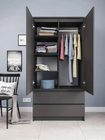 Шкаф 900 мм с антресолью Мори 900.2 графит (ДСВ) в Полевском - polevskoj.mebel-e96.ru