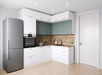 Кухонный гарнитур угловой Муссон 2200*1700 мм (Санвут) в Полевском - polevskoj.mebel-e96.ru