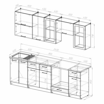 Кухонный гарнитур Ника базис 2400 мм (Герда) в Полевском - polevskoj.mebel-e96.ru