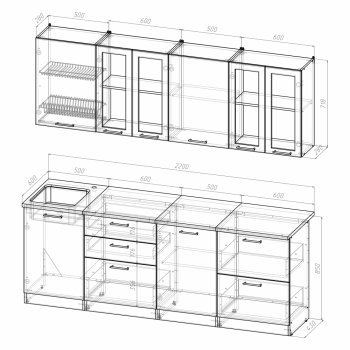 Кухонный гарнитур Ника компакт 2200 мм (Герда) в Полевском - polevskoj.mebel-e96.ru