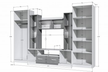 Стенка Николь-2 крафт серый/кашемир (Зарон) в Полевском - polevskoj.mebel-e96.ru