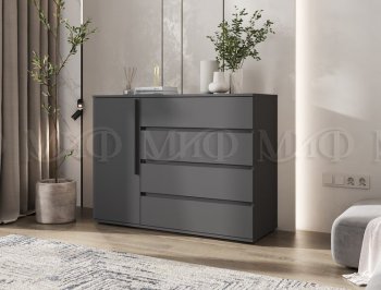 Комод 1 дверь 4 ящика (1200) Норд, графит (Миф) в Полевском - polevskoj.mebel-e96.ru