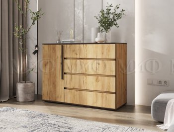 Комод 1 дверь 4 ящика (1200) Норд, дуб крафт (Миф) в Полевском - polevskoj.mebel-e96.ru