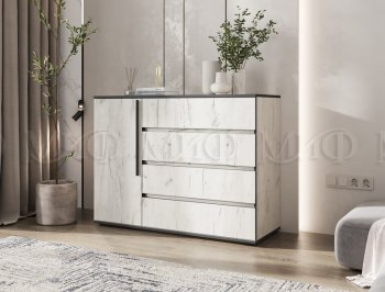Комод 1 дверь 4 ящика (1200) Норд, крафт белый (Миф) в Полевском - polevskoj.mebel-e96.ru