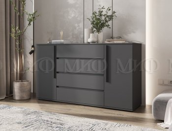 Комод 2 двери 4 ящика (1600) Норд, графит (Миф) в Полевском - polevskoj.mebel-e96.ru