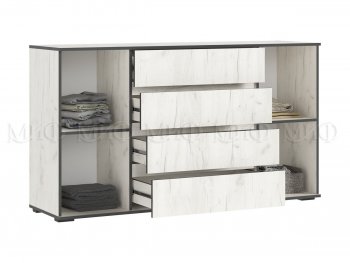 Комод 2 двери 4 ящика (1600) Норд, крафт белый (Миф) в Полевском - polevskoj.mebel-e96.ru