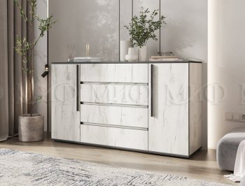 Комод 2 двери 4 ящика (1600) Норд, крафт белый (Миф) в Полевском - polevskoj.mebel-e96.ru
