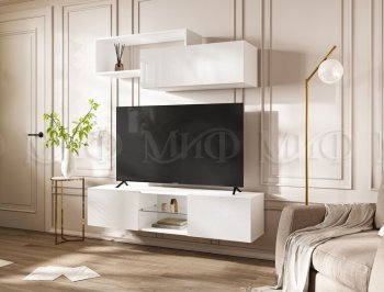 Стенка Норд-1 белый глянец (Миф) в Полевском - polevskoj.mebel-e96.ru