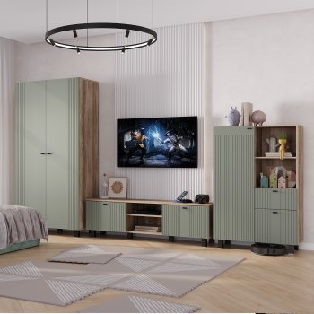 Стенка Олива комп.3 эвкалипт софт (БТС) в Полевском - polevskoj.mebel-e96.ru