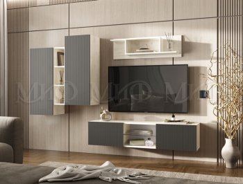 Стенка Оскар крафт белый/графит (Миф) в Полевском - polevskoj.mebel-e96.ru