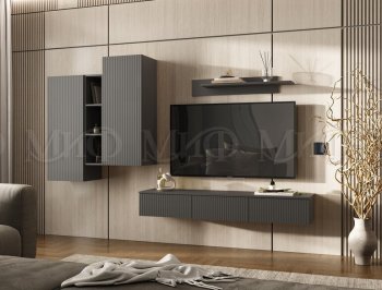 Стенка Оскар комп.2 графит (Миф) в Полевском - polevskoj.mebel-e96.ru