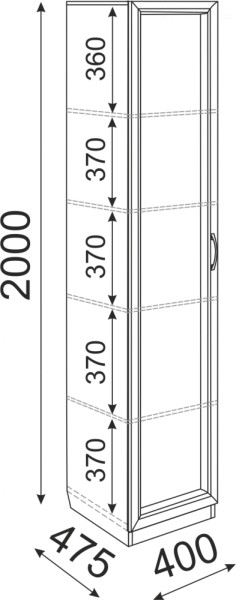 Пенал Остин М03 полки 400 (Риннер) в Полевском - polevskoj.mebel-e96.ru