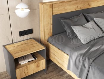 Кровать парящая Остин крафт/графит (Миф) в Полевском - polevskoj.mebel-e96.ru
