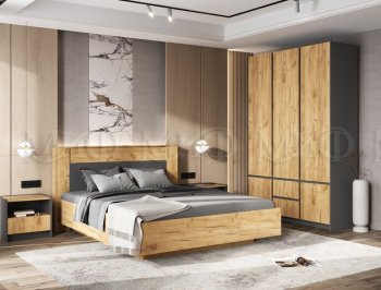 Кровать парящая Остин крафт/графит (Миф) в Полевском - polevskoj.mebel-e96.ru