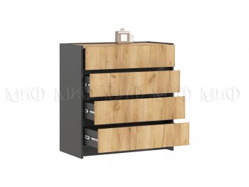 Комод 4ящ. Остин крафт/графит (Миф) в Полевском - polevskoj.mebel-e96.ru