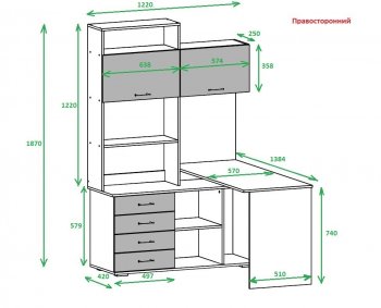 Компьютерный стол ПКС-11 правый (Памир) в Полевском - polevskoj.mebel-e96.ru