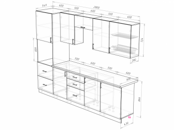 Кухонный гарнитур 2800 мм Прованс с карнизом (Росток) в Полевском - polevskoj.mebel-e96.ru