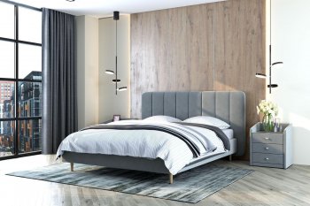 Кровать двуспальная Рино светло-серый (БМ) в Полевском - polevskoj.mebel-e96.ru