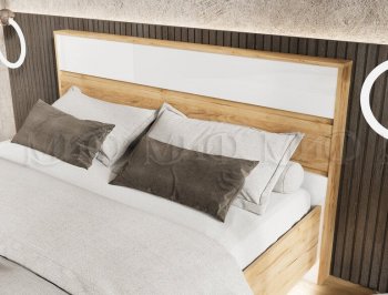 Кровать парящая Роджина с подсветкой, крафт/белый (Миф) в Полевском - polevskoj.mebel-e96.ru