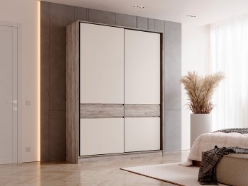 Шкаф-купе 1800 мм Роджина крафт серый/кашемир (Миф) в Полевском - polevskoj.mebel-e96.ru | фото