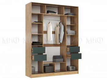 Шкаф-купе 1800 мм Роджина крафт/изумрудный (Миф) в Полевском - polevskoj.mebel-e96.ru