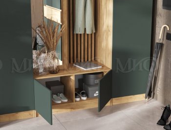 Прихожая Роджина крафт/изумруд, модульная (Миф) в Полевском - polevskoj.mebel-e96.ru